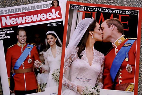 May 5, 2011: USA News magazines Time and Newsweek show Royal wedding of Kate and William on their covers. (Credit Image: © Imago via ZUMA Press)