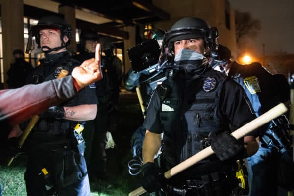 Middle Finger to Riot Cops in Minneapolis