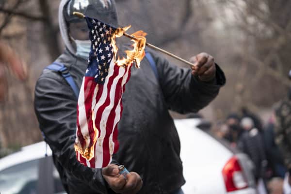 Flag Burning After Guilty Verdict