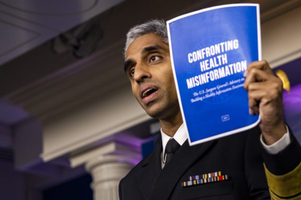 Surgeon General Vice Admiral Vivek Murthy makes remarks in the Brady Press Briefing Room of the White House in Washington, DC on Thursday, July 15, 2021 (Credit Image: © Samuel Corum – Pool Via Cnp / CNP via ZUMA Wire)