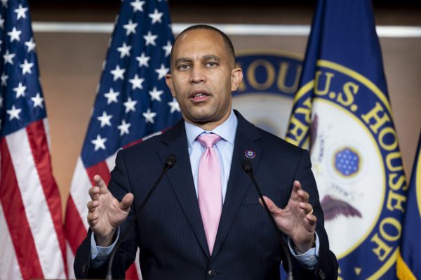 Representative Hakeem Jeffries speaking at a press conference of the House Democratic caucus. (Credit Image: © Michael Brochstein / ZUMA Press Wire)