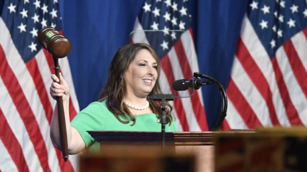 RNC Chairwoman Ronna McDaniel calls the Republican National Convention to order at the Charlotte Convention Center in Charlotte, N.C., Monday August, 24, 2020. (Credit Image: © David T. Foster III / POOL via ZUMA Wire)