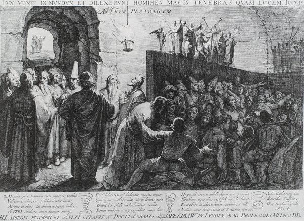 Jan Saenredam 对柏拉图洞穴寓言的演绎（1604 年）。