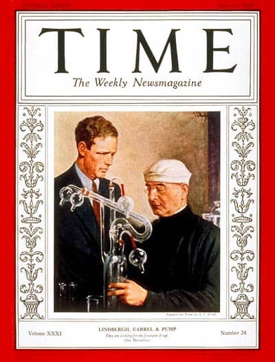 Time Magazine Cover Alexis Carrel and Charles Lindbergh