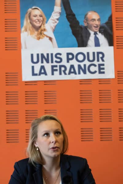 5 年 2022 月 XNUMX 日：Marion Marechal Le Pen 在 Reconquete 的会议上成为头条新闻！ 阿维尼翁的派对。 （图片来源：© Laurent Coust / SOPA Images via ZUMA Press Wire）