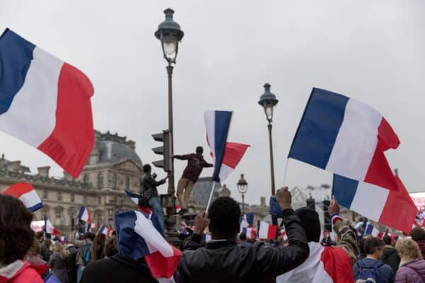 Non-White Macron Supporters Celebrating in 2017