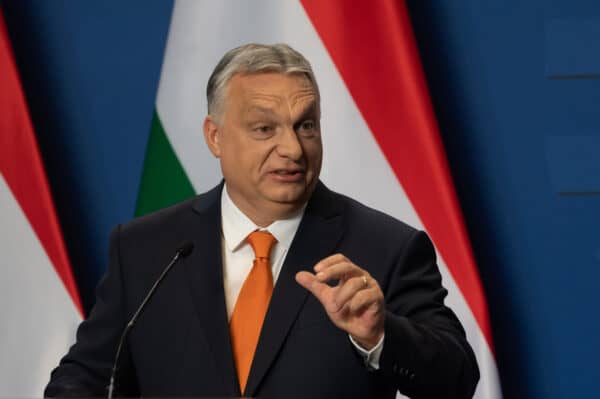 Hungary’s Prime Minister Viktor Orban speaks during a press conference following his landslide victory in the general elections in Budapest, Hungary, April 6, 2022. (Credit Image: © Attila Volgyi / Xinhua via ZUMA Press)