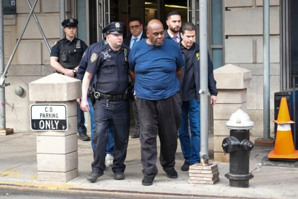 April 13, 2022, New York City: Frank James is led by police from Ninth Precinct after being arrested for his connection to the mass shooting at the 36th St subway station. (Credit Image: © John Nacion / NurPhoto via ZUMA Press)