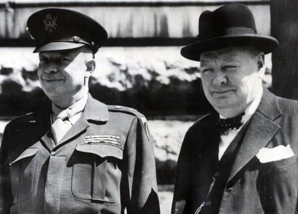 May 19, 1945 – London, England, – Winston Churchill and US General Dwight Eisenhower meeting after WWII ends in Europe. (Credit Image: © Keystone Press Agency / ZUMA Wire)