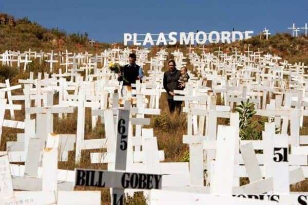crosses erected in memory of murdered South African farmers