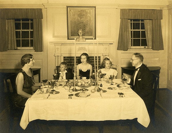 The Freeman family at dinner.