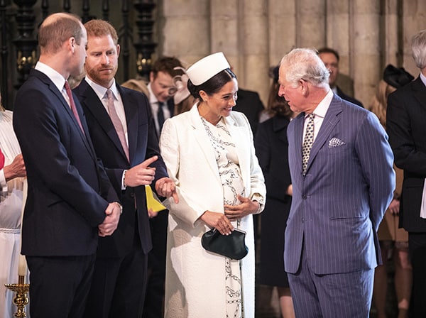 William, Harry, Meghan, and Charles speaking on March 11, 2019 as they attend the Commonwealth Service at Westminster Abbey. (Credit Image: © Richard Pohle/PA Wire via ZUMA Press)